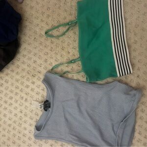 Green and Gray Tank Tops forever 21 $10 for both. Green is medium/ blue is small